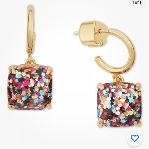 Kate Spade New York Mini Square Glitter Huggie Earrings New